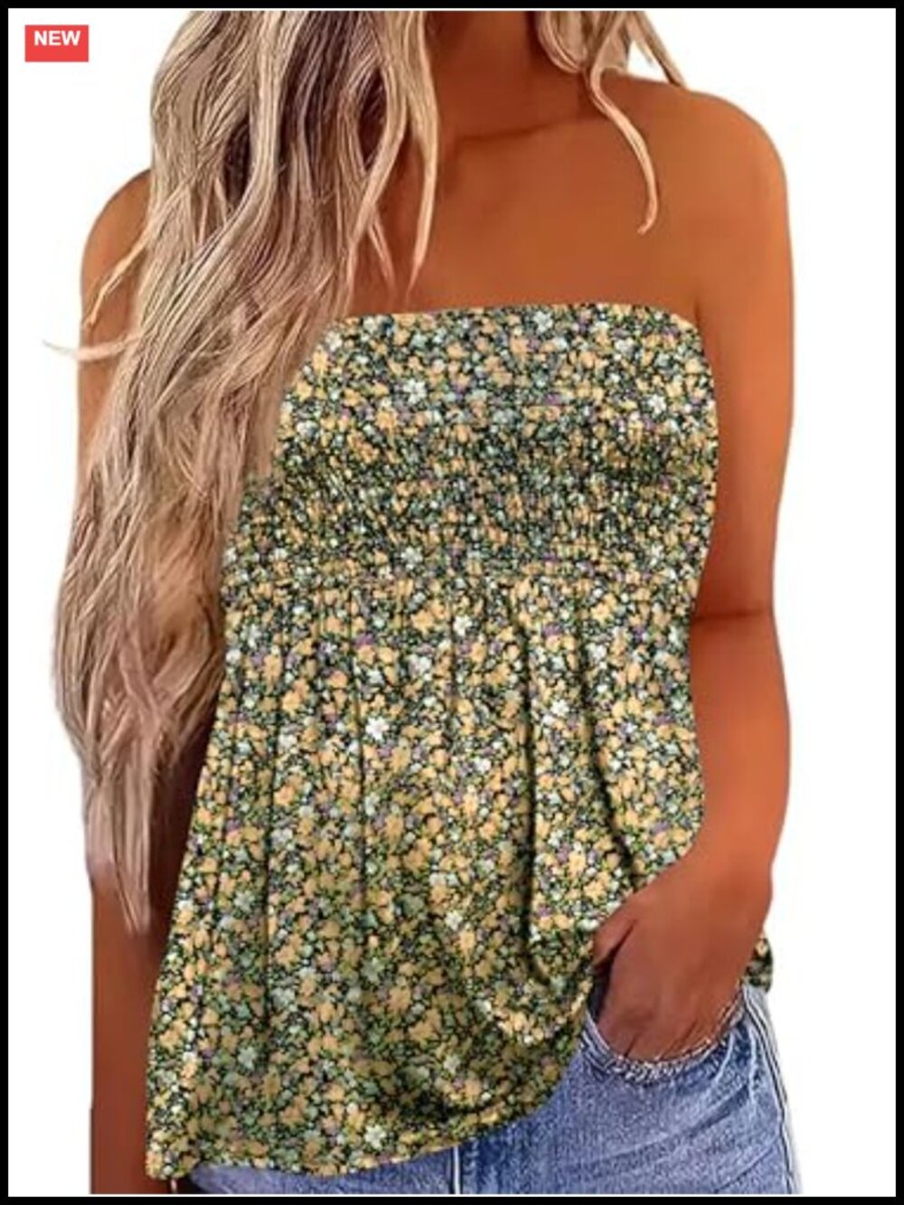 Flowy Pleated Strapless Tube Top Sleeveless Bandeau Tank Boho Beach Coverup